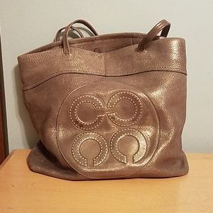 Metallic gold shade Coach tote bag